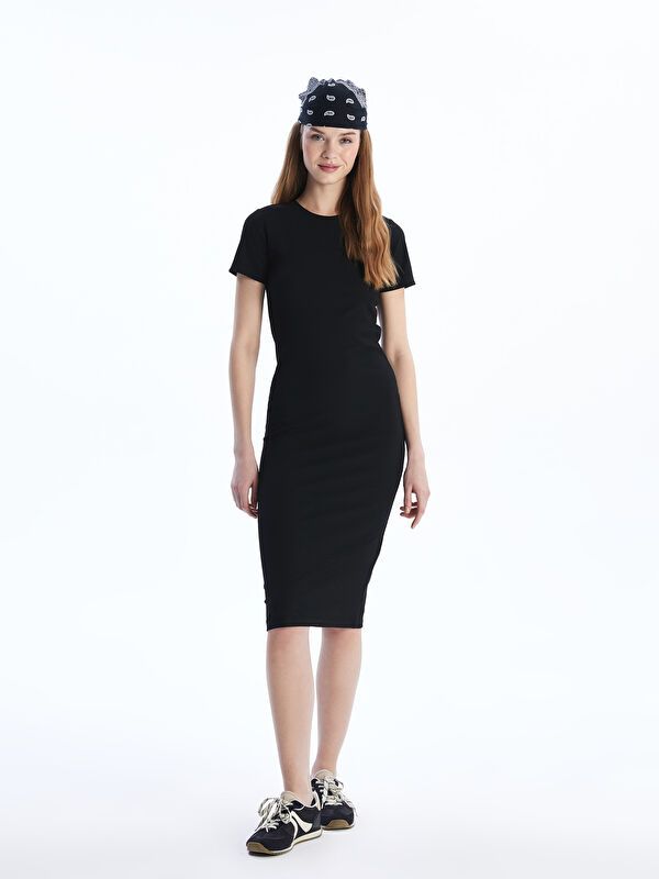 Moudda LC Waikiki - Robe en jersey manches courtes Femme Noir - Tunisie 1