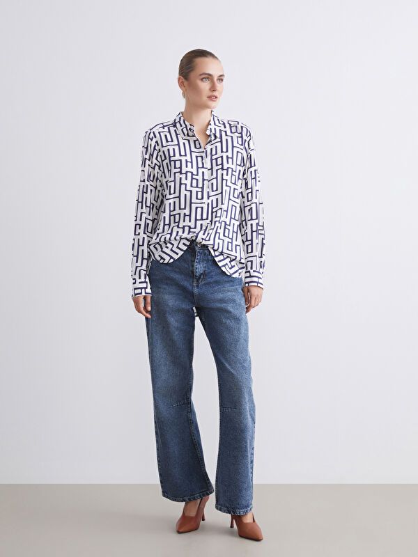 Moudda LC Waikiki - Chemise tissée imprimée manches longues Femme Imprimé marine - Tunisie 2