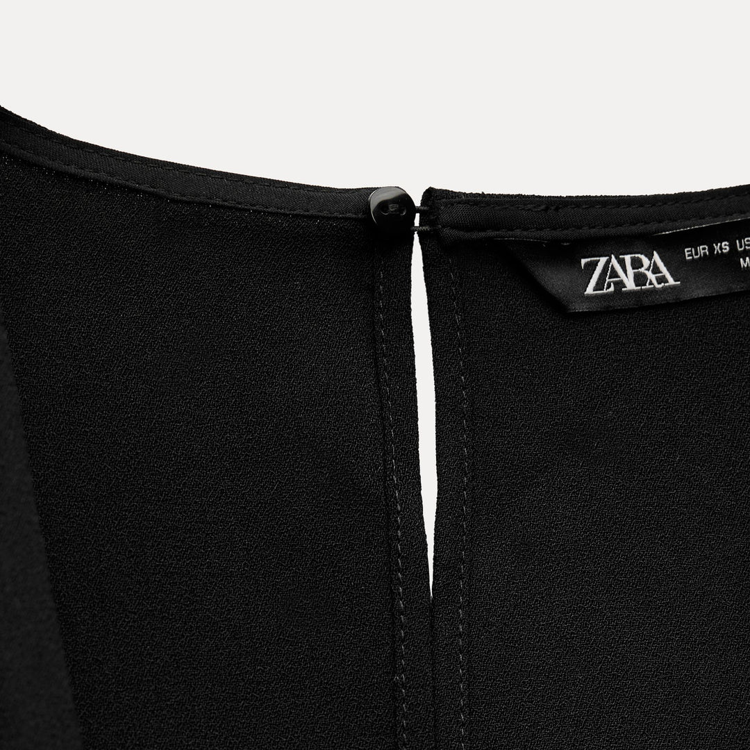 Moudda ZARA - Combinaison crêpe noire manches courtes ceinturée - Tunisie 3