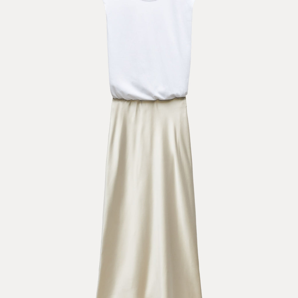 Moudda ZARA - Robe mi-longue tissu combiné haut avec jupe en satin - Tunisie 2