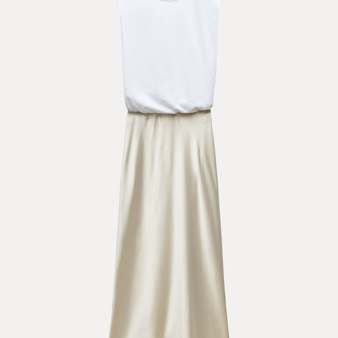 Moudda ZARA - Robe mi-longue tissu combiné haut avec jupe en satin - Tunisie 2