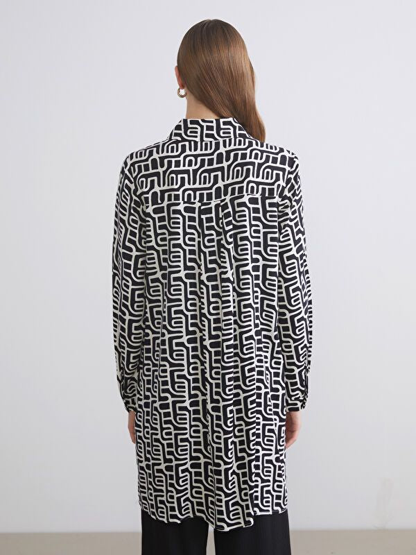 Moudda LC Waikiki - Tunique tissée imprimée manches longues Femme Imprimé noir 2 - Tunisie 4