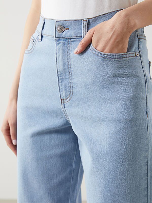 Moudda LC Waikiki - Pantalon tissé denim Femme Canne indigo clair - Tunisie 3