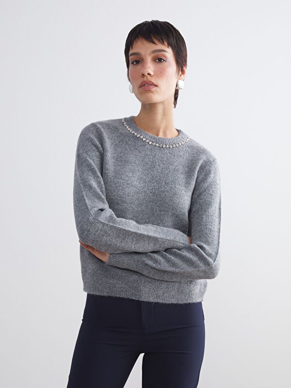 Moudda LC Waikiki - Pull tricot moyen Femme Mélange d'anth. - Tunisie 3