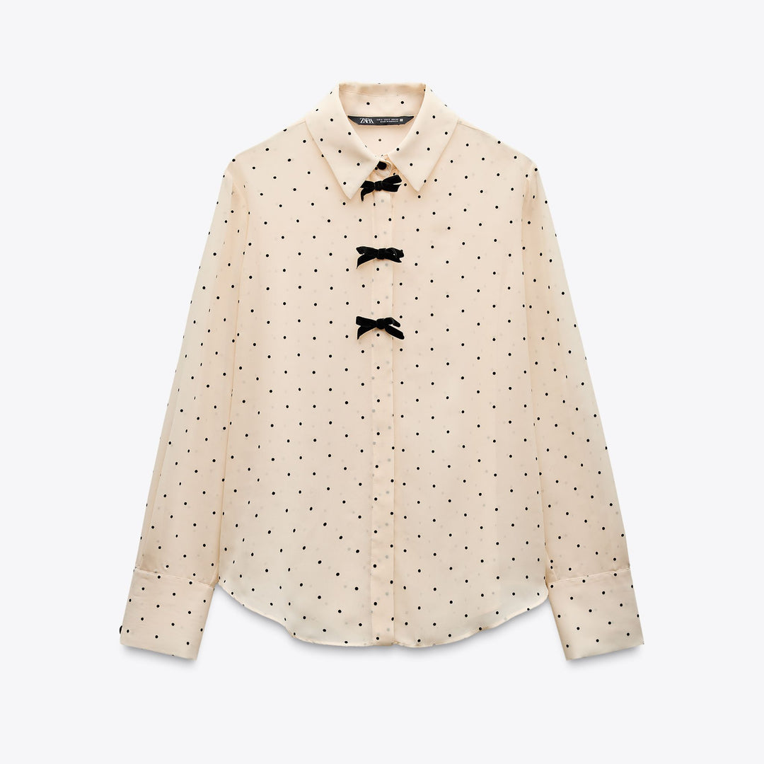 Moudda ZARA - Chemise - Pois, Nœuds Contrastés & Bouton Recouvert - Tunisie 1