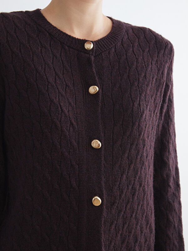 Moudda LC Waikiki - Cardigan tricot épais Femme Bordeaux - Tunisie 3