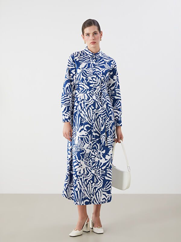 Moudda LC Waikiki - Robe tissée manches longues Femme Imprimé en blanc - Tunisie 1