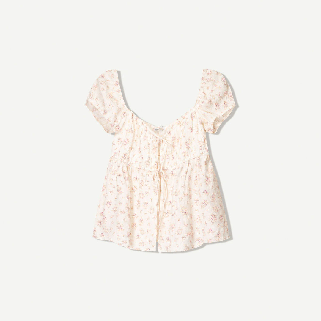 Moudda BERSHKA - Top Bambula - Fleurs & Nœuds Devant - Tunisie 1
