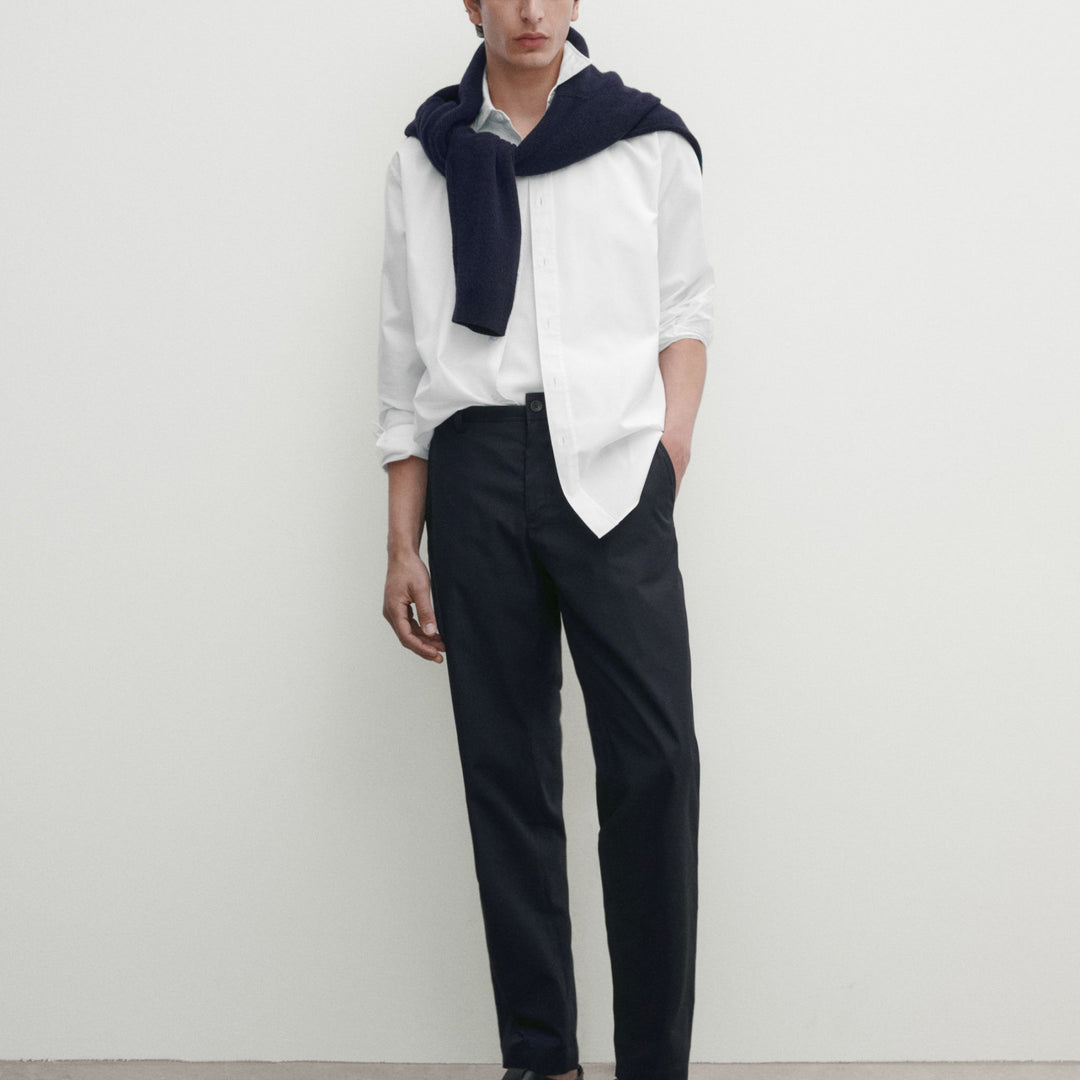 Moudda Massimo Dutti - Pantalon 100% coton sergé léger coupe fuselée - Tunisie 1