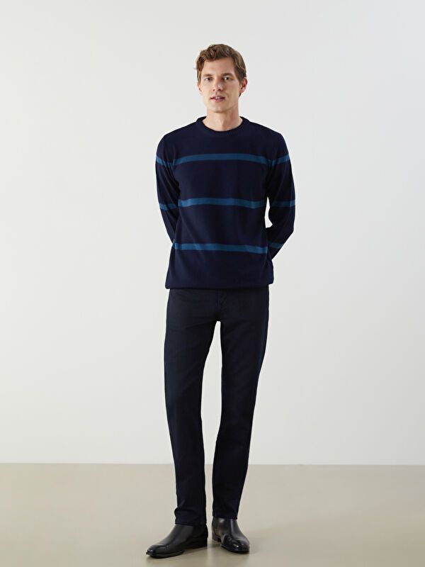 Moudda LC Waikiki - Pull rayé en tricot Homme Marine - Tunisie 2