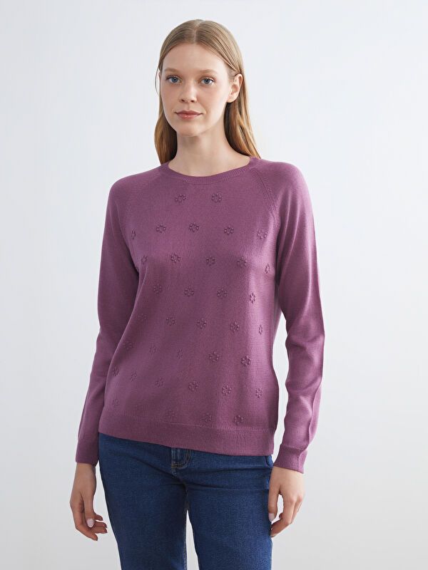 Moudda LC Waikiki - Pull tricot moyen Femme Rose foncée poussiérée - Tunisie 1