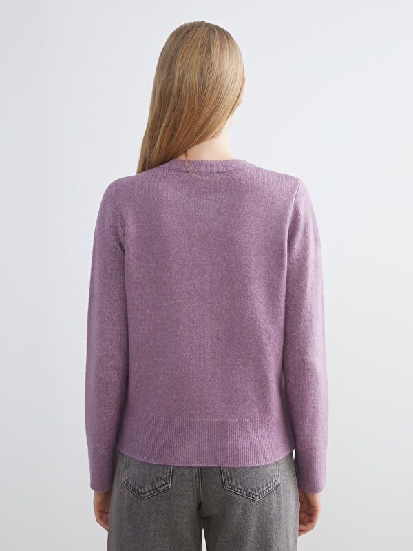 Moudda LC Waikiki - Cardigan tricot épais Femme Mélange lilas terneux - Tunisie 4