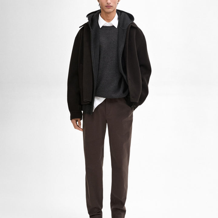 Moudda Massimo Dutti - Pantalon sergé brossé détail taille coupe fuselée - Tunisie 8