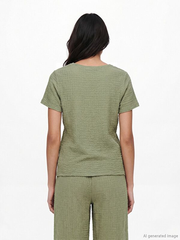 Moudda LC Waikiki - Pack jersey à maches courtes pour Femme couleur Vert terne - Tunisie 4