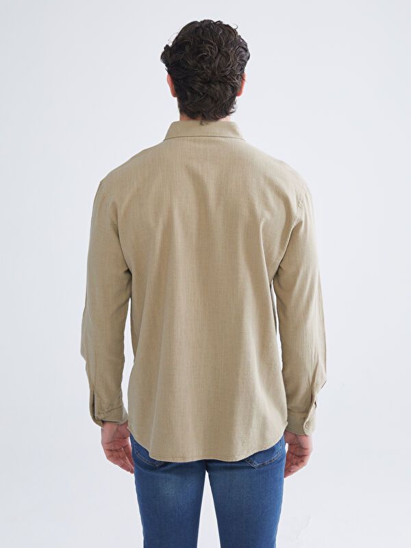 Moudda LC Waikiki - Chemise tissée manches longues Homme Beige - Tunisie 4