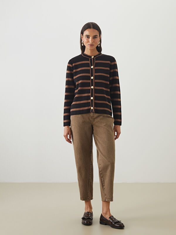 Moudda LC Waikiki - Cardigan en tricot Femme Rayures marron - Tunisie 2