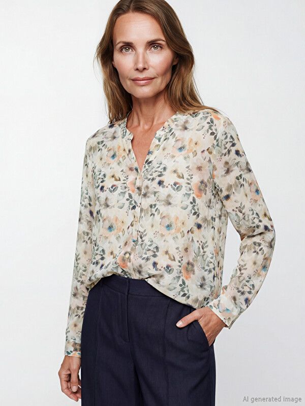 Moudda LC Waikiki - Chemisier (blouse) imprimé manches longues en tissu pour Femme couleur Imprimé mixte - Tunisie 1