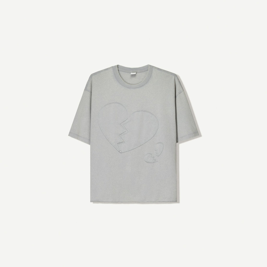 Moudda BERSHKA - T-Shirt Crop Lavé - Détail Patchs Cœur - Tunisie 1