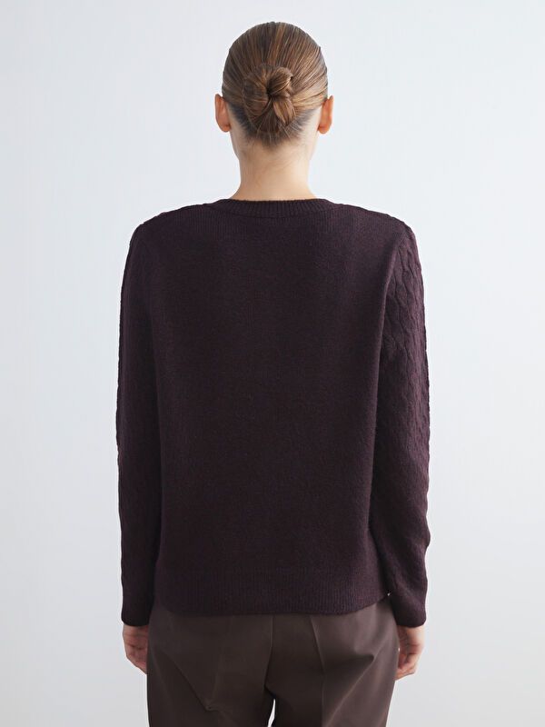 Moudda LC Waikiki - Cardigan tricot épais Femme Bordeaux - Tunisie 4