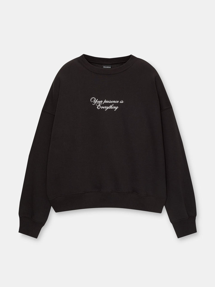 Moudda PULL & BEAR - Sweat Col Rond Anthra Texter Puff Print En Ligne - Tunisie 2