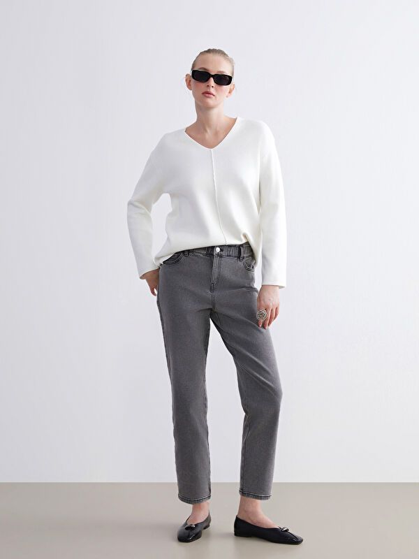 Moudda LC Waikiki - Pantalon tissé denim Femme Délage gris clair - Tunisie 1