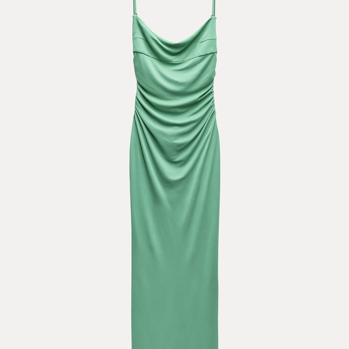 Moudda ZARA - Robe mi-longue maille fines bretelles encolure carrée liens dos - Tunisie 2