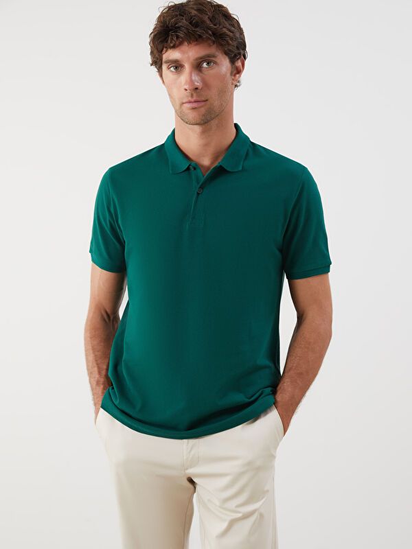 Moudda LC Waikiki - T-shirt jersey col polo manches courtes Homme Vert - Tunisie 1