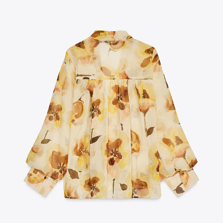 Moudda ZARA - Chemise - Imprimé Floral, Col Foulard & Applique - Tunisie 2