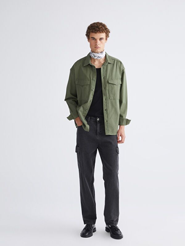 Moudda LC Waikiki - Veste-chemise tissée Homme Kaki - Tunisie 2