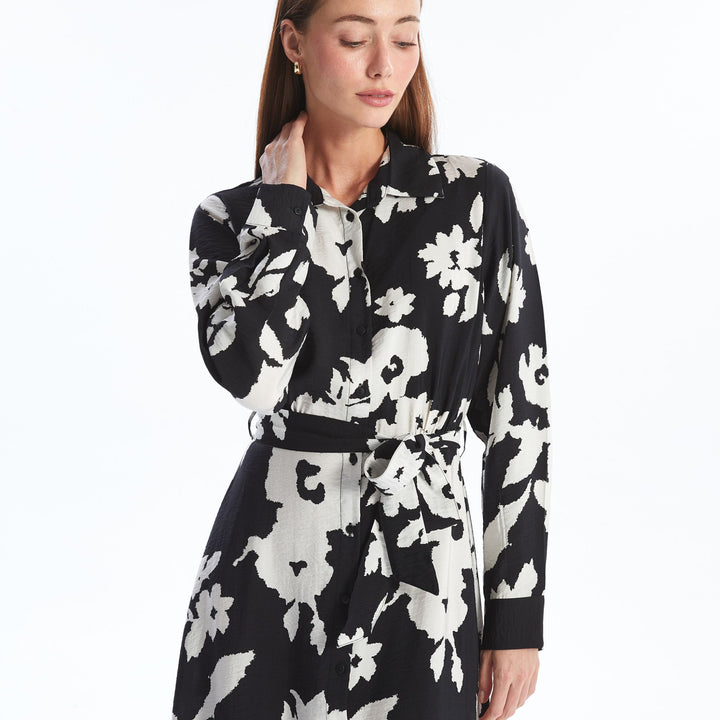 Moudda LC Waikiki - Robe tissée manches longues Femme Imprimé en noir - Tunisie 2