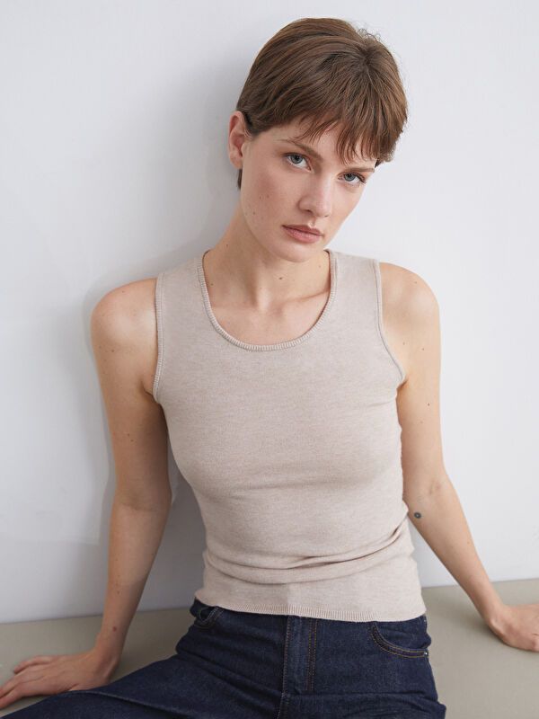 Moudda LC Waikiki - Pull tricot fin Femme Moi à l'avoine beige - Tunisie 1