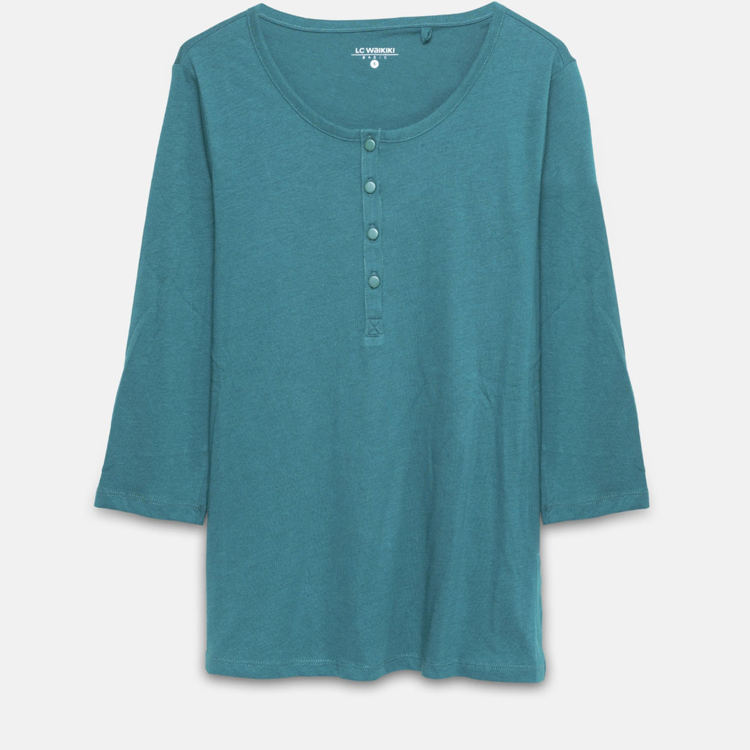 Moudda LC Waikiki - Body jersey manches longues Femme Vert moyen - Tunisie 1