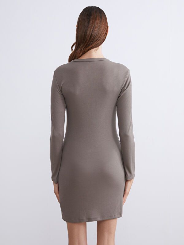 Moudda LC Waikiki - Robe en jersey manches longues Femme Brun clair - Tunisie 4