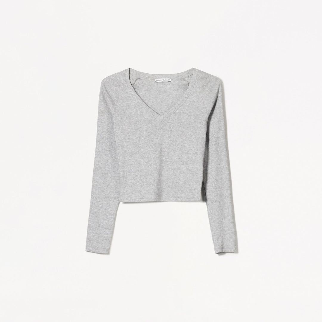 Moudda BERSHKA - T-Shirt - Col Piqué (Gris Clair) - Tunisie 1