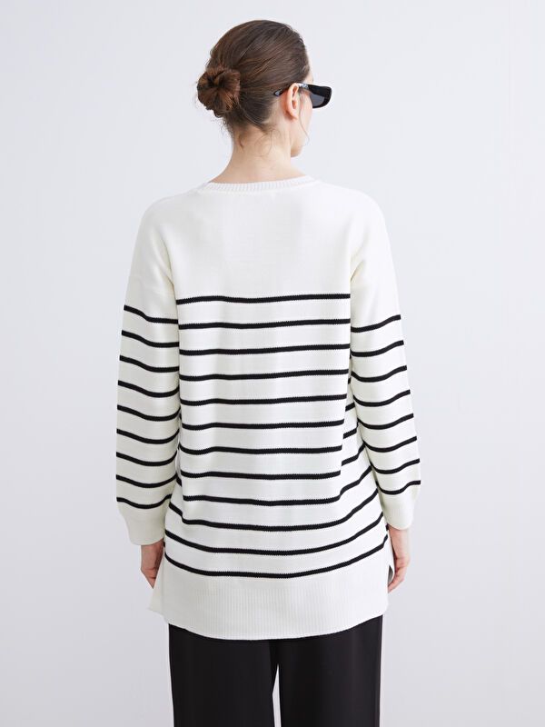 Moudda LC Waikiki - Tunique en tricot couleur Noir rayé pour femmes - Tunisie 4