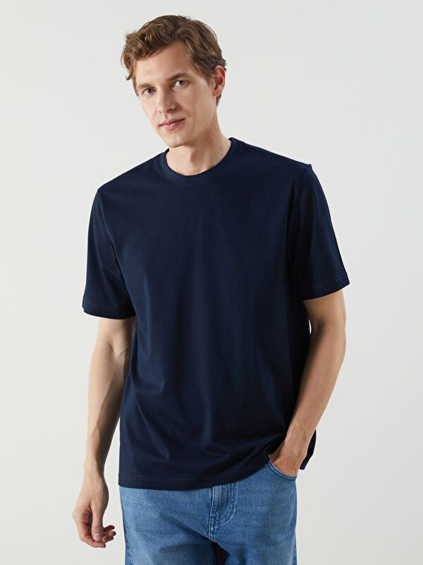 Moudda LC Waikiki - T-shirt jersey col rond manches courtes Homme Bleu marine - Tunisie 1