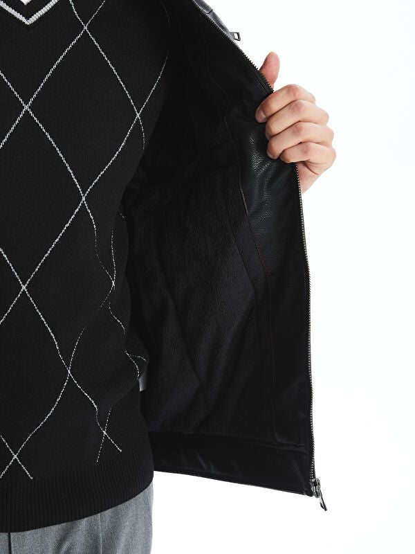 Moudda LC Waikiki - Manteau PU lourd Homme Noir - Tunisie 4