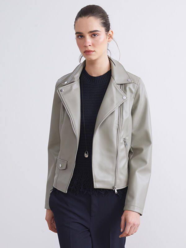 Moudda LC Waikiki - Manteau PU léger Femme Kaki clair - Tunisie 1