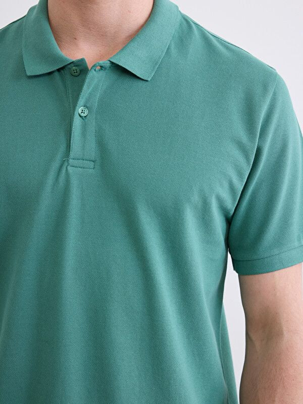 Moudda LC Waikiki - T-shirt col polo basique manches courtes en jersey pour Homme couleur Vert - Tunisie 3