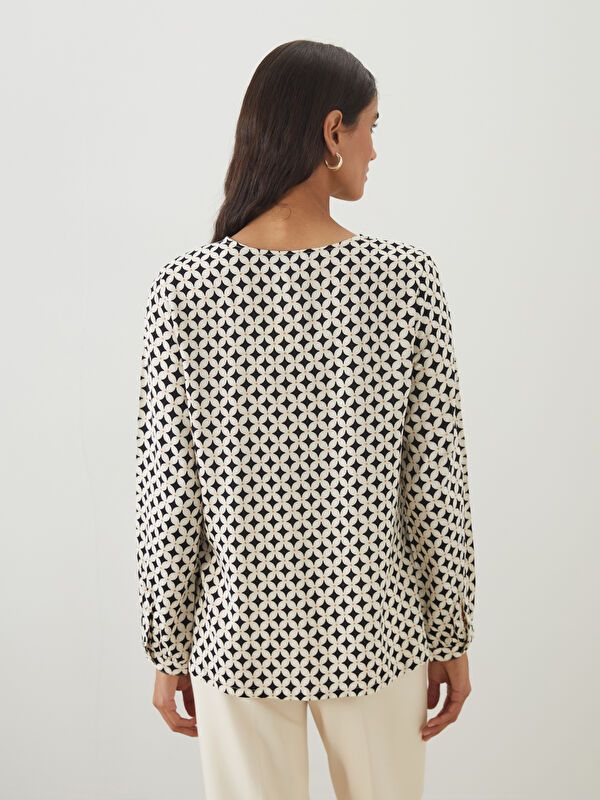 Moudda LC Waikiki - Blouse tissée manches longues Femme Imprimé écru - Tunisie 4