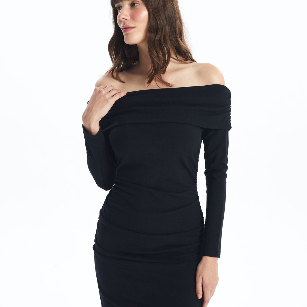 Moudda LC Waikiki - Robe en jersey manches longues Femme Noir - Tunisie 1