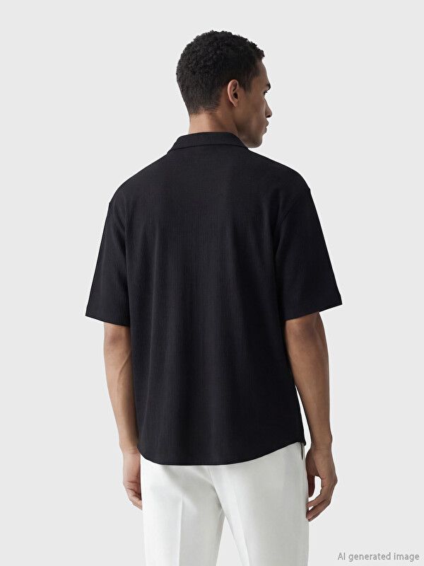 Moudda LC Waikiki - Chemise manches courtes en tissu pour Homme couleur Noir - Tunisie 3