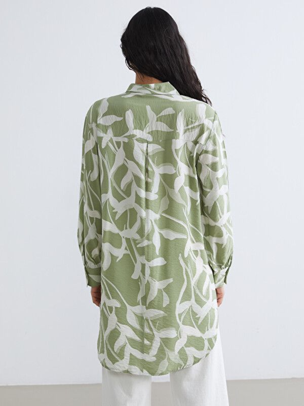 Moudda LC Waikiki - Tunique manches longues en tissu pour Femme couleur Vert terne imprimé - Tunisie 4