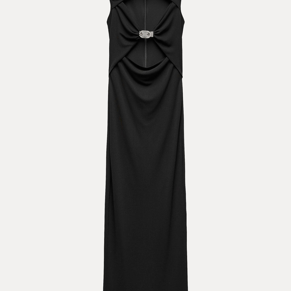 Moudda ZARA - Robe mi-longue maille manches courtes découpe poitrine brillants - Tunisie 2