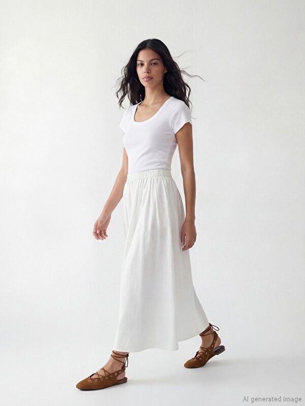 Moudda LC Waikiki - Body manches courtes en jersey pour Femme couleur Blanc - Tunisie 2