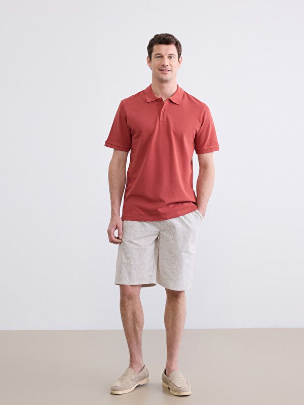 Moudda LC Waikiki - T-shirt col polo basique manches courtes en jersey pour Homme couleur Orange foncé - Tunisie 2