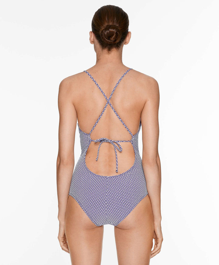 Moudda Oysho - Maillot de Bain Triangle Mousse Extra Jacquard Petits Carrés - Tunisie 7