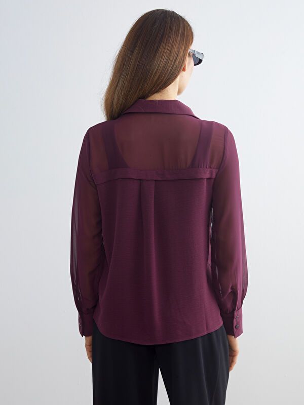 Moudda LC Waikiki - Chemise tissée manches longues Femme Prune - Tunisie 4