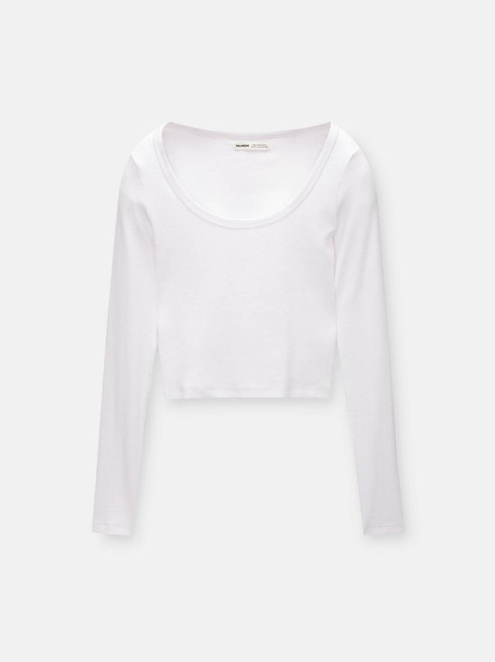 Moudda PULL & BEAR - T-Shirt - Côtes & Col Rond (Blanc) - Tunisie 3