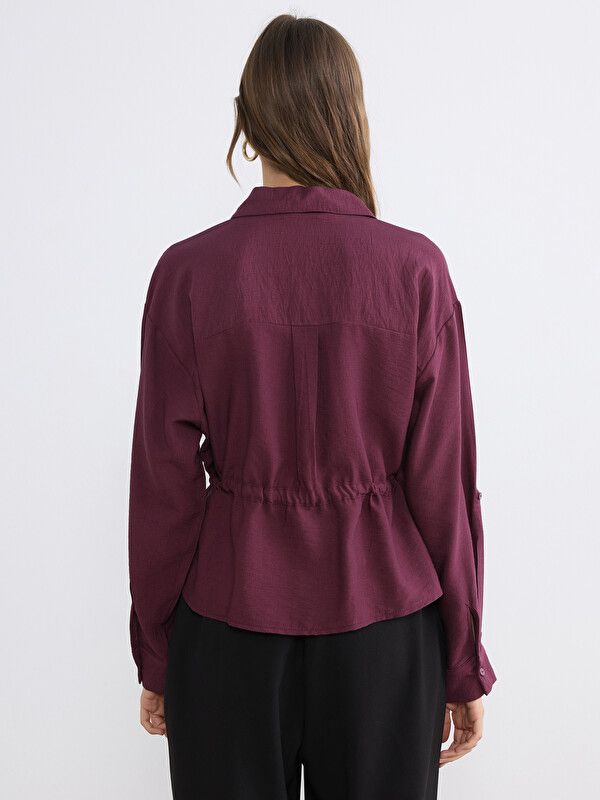 Moudda LC Waikiki - Chemise manches longues en tissu pour Femme couleur Bordeaux - Tunisie 4